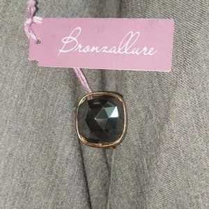 Bronzallure Hematite Faceted Rose Gold Ring